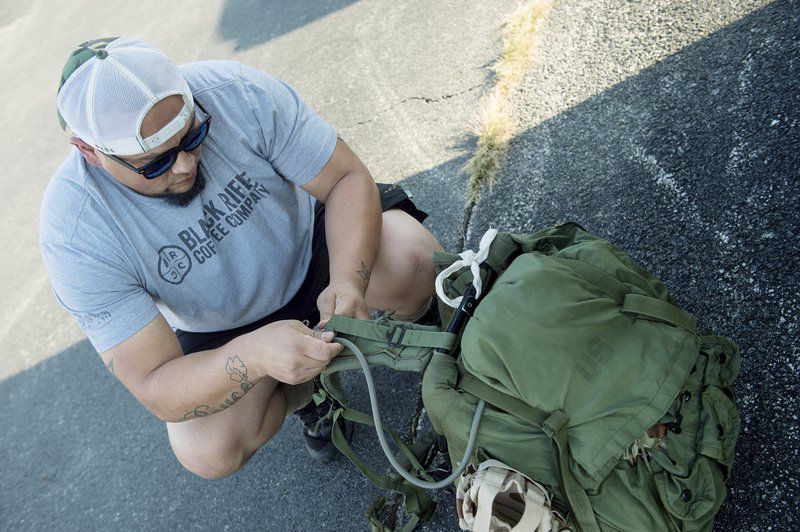 Group preparing for 22-kilometer Ruck March
